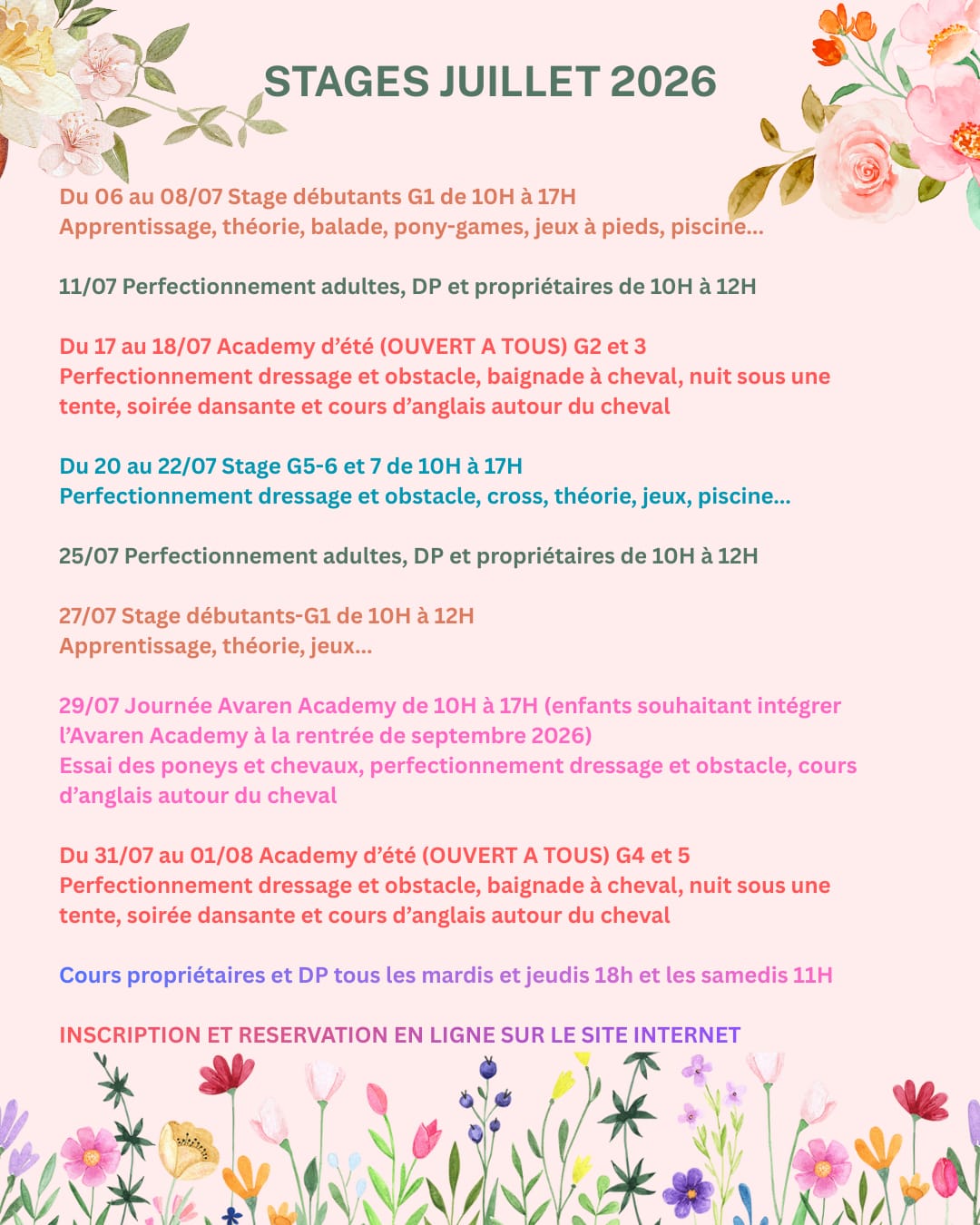 stages juillet avaren